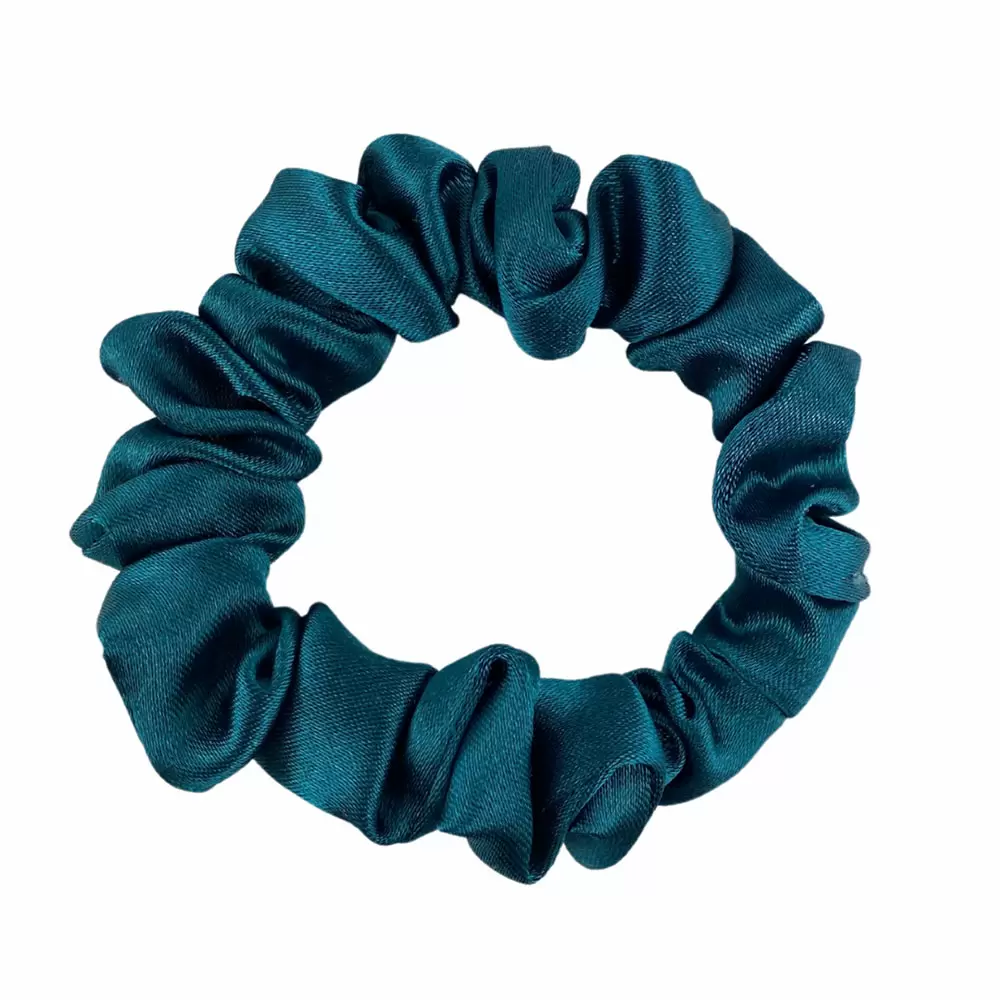 Mini scrunchie satynowa - ciemny turkus | BoMoye