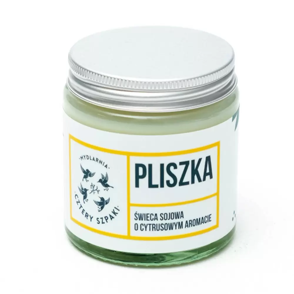 Naturalna cytrynowa świeca sojowa Pliszka | Cztery Szpaki