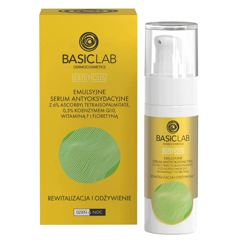Emulsyjne serum antyoksydacyjne z 6% Ascorbyl Tetraisopalmitate Rewitalizacja i Odżywienie | BasicLab
