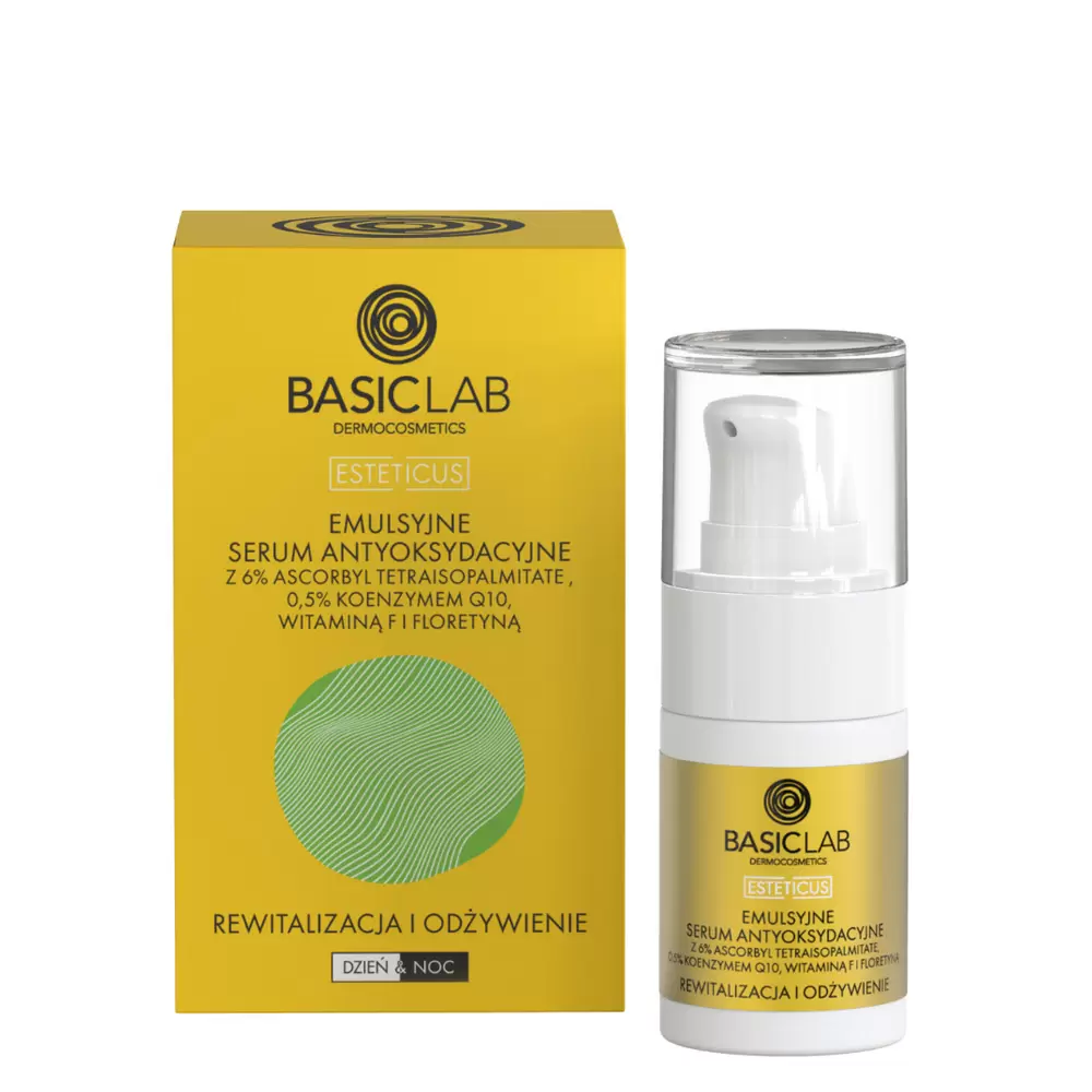 Emulsyjne serum antyoksydacyjne z 6% Ascorbyl Tetraisopalmitate Rewitalizacja i Odżywienie | BasicLab