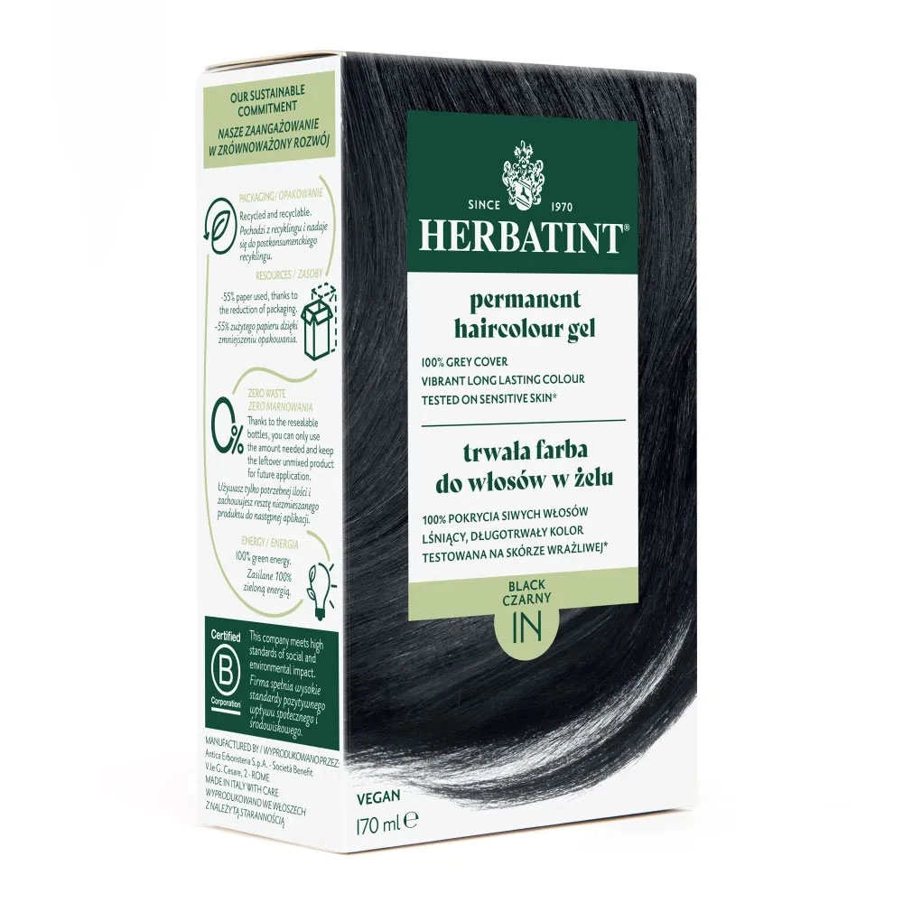Farba do włosów 1N CZARNY seria NATURALNA | Herbatint