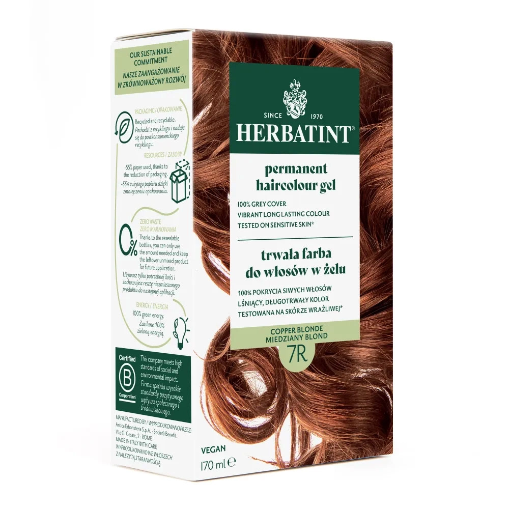Farba do włosów 7R MIEDZIANY BLOND seria MIEDZIANA | Herbatint