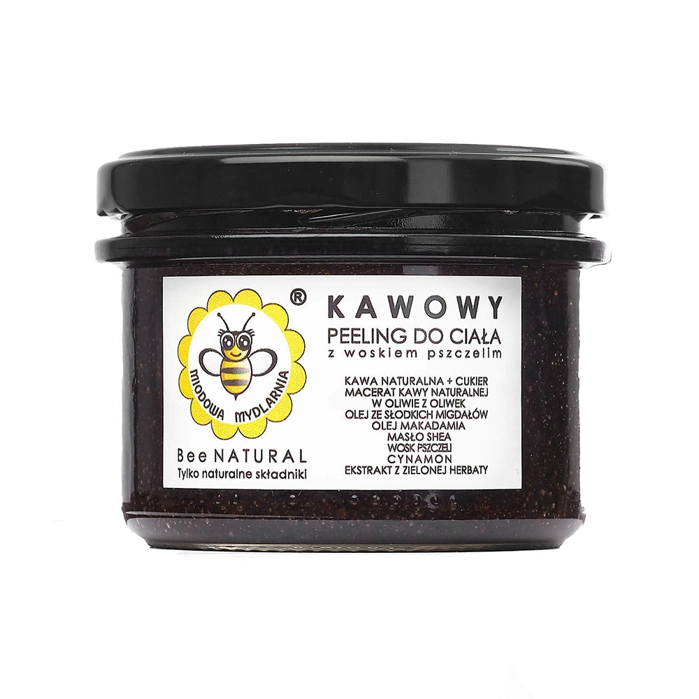 Kawowy peeling antycellulitowy do ciała z woskiem pszczelim | Miodowa Mydlarnia
