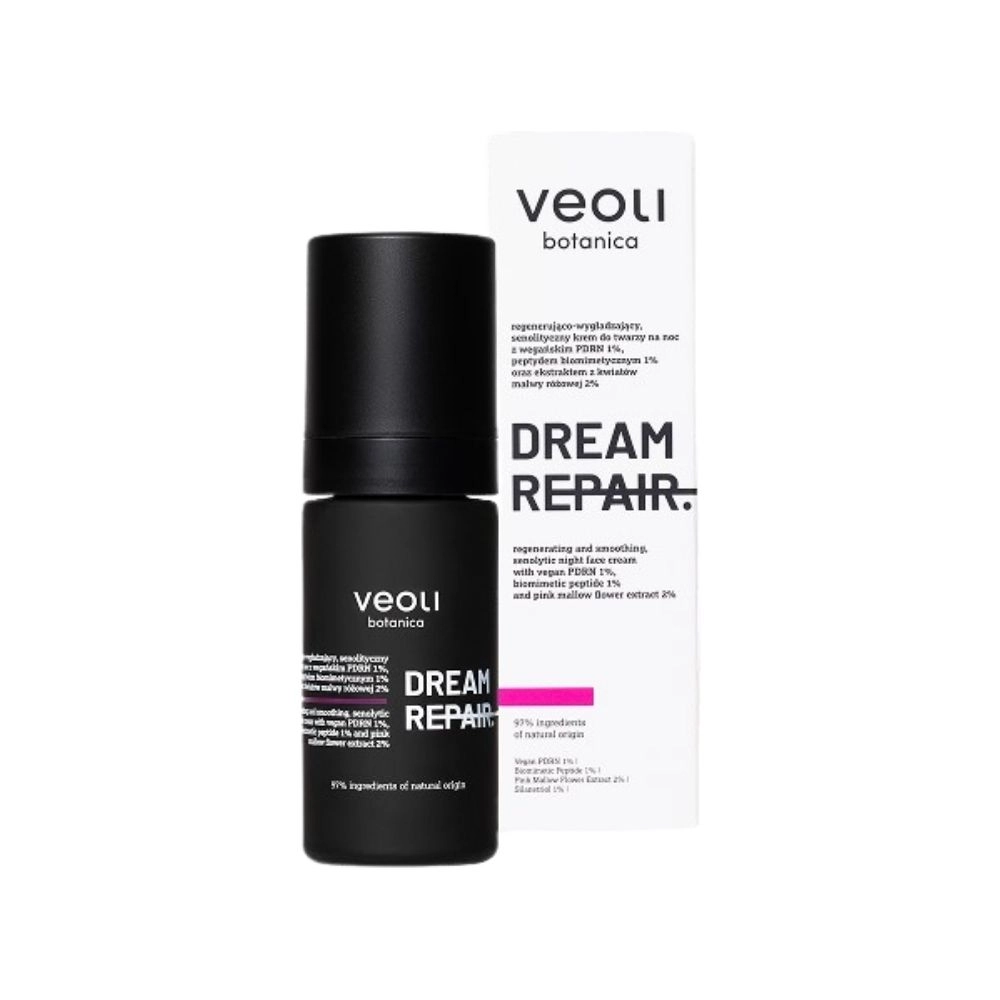 Krem senolityczny na noc regenerująco - wygładzający z PDRN, peptydem biomimetycznym, malwą i wąkrotą wzjatycką DREAM REPAIR | Veoli Botanica