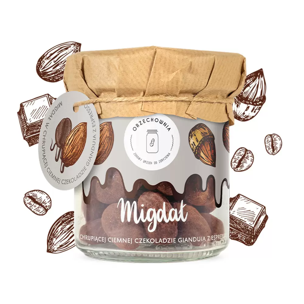 Migdał w chrupiącej ciemnej czekoladzie Gianduia z espresso | Orzechownia