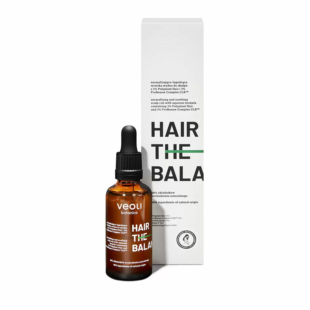 Normalizująco - łagodząca wcierka wodna do skalpu z 3% Polyplant Hair i 3% ProRenew Complex CLR HAIR THE BALANCE | Veoli Botanica