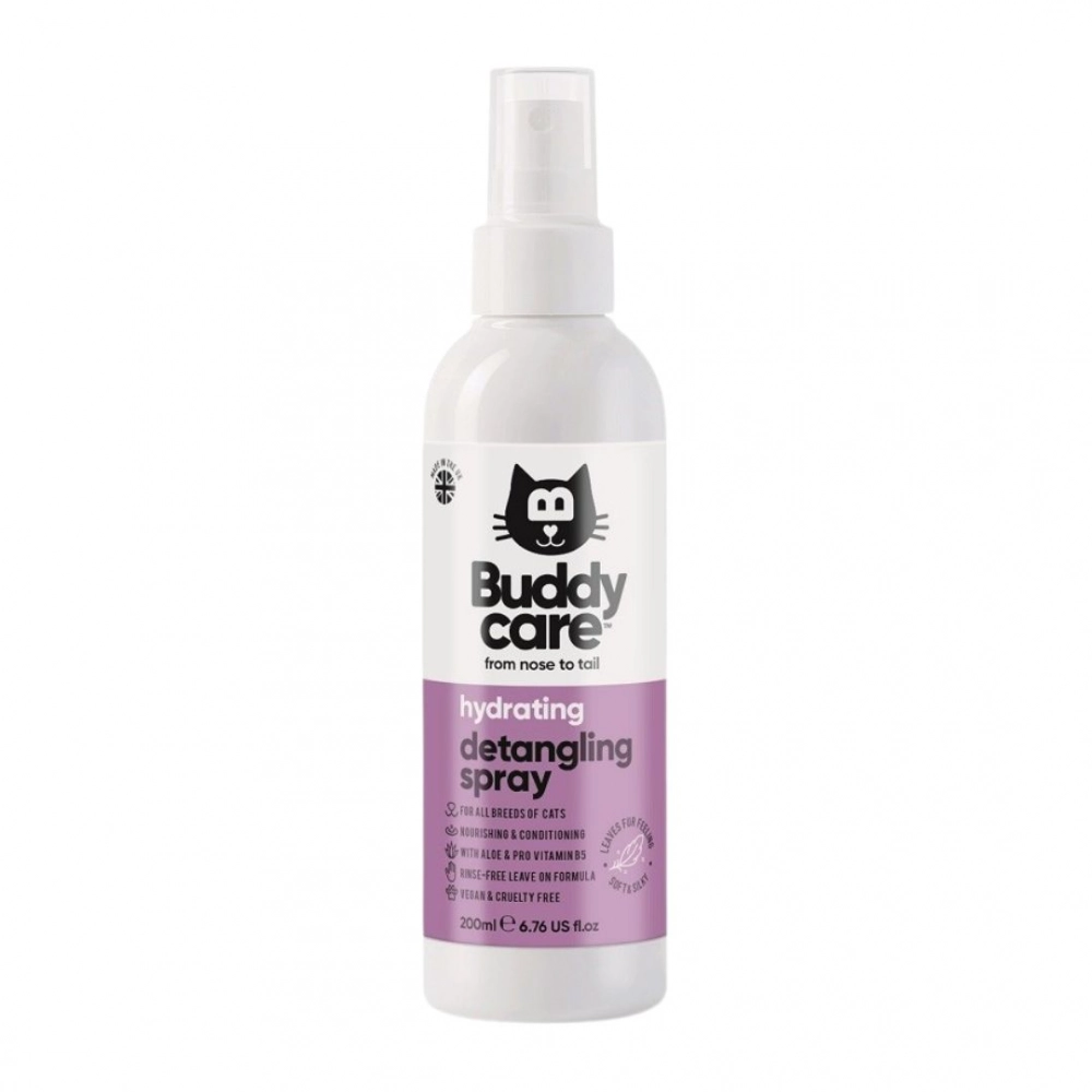 Spray nawilżający do rozczesywania sierści kotów z aloesem i prowitaminą B5 | Buddy Care
