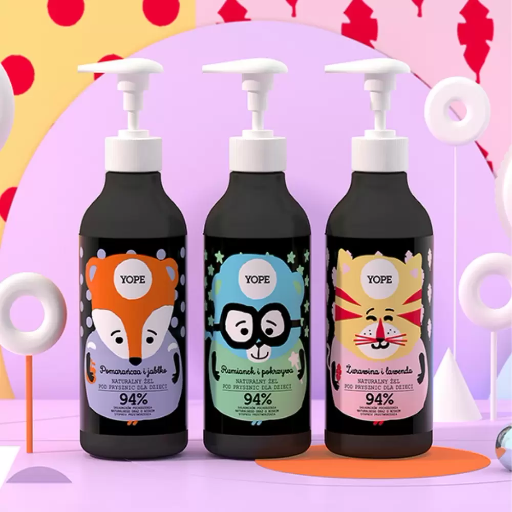 Naturalny żel pod prysznic dla dzieci - Pomarańcza i Jabłko | Yope