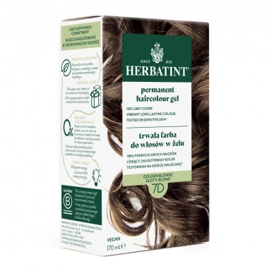 Farba do włosów 7D ZŁOTY BLOND seria ZŁOTA | Herbatint