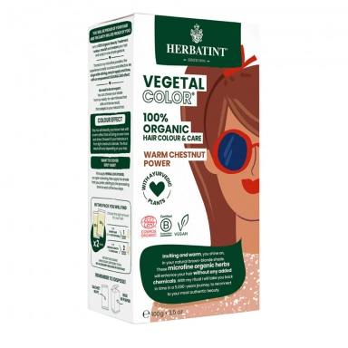 Farba do Włosów Vegetal Color 100% ORGANIC Warm Chestnut Power - Ciepły Brąz | Herbatint