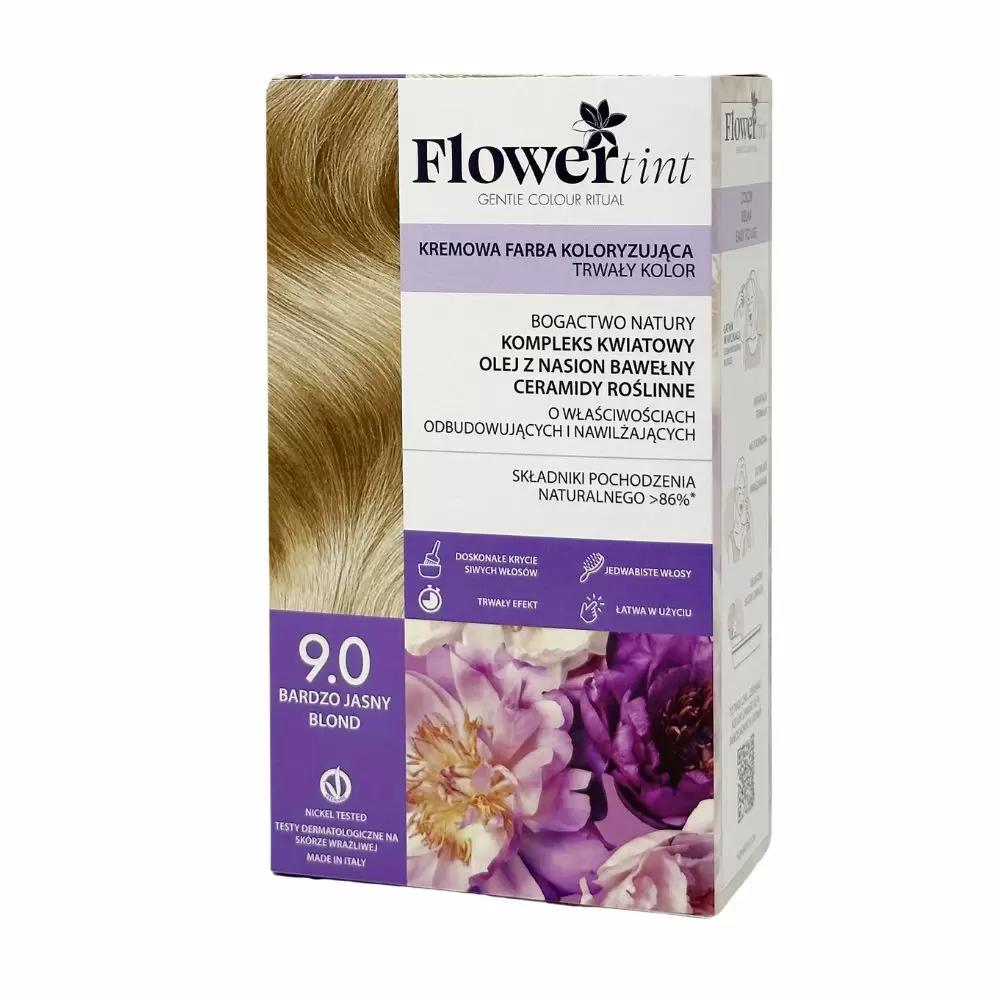 Kremowa farba koloryzująca do włosów 9.0 - Bardzo jasny blond | FlowerTint