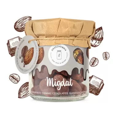 Migdał w chrupiącej ciemnej czekoladzie Gianduia z espresso | Orzechownia