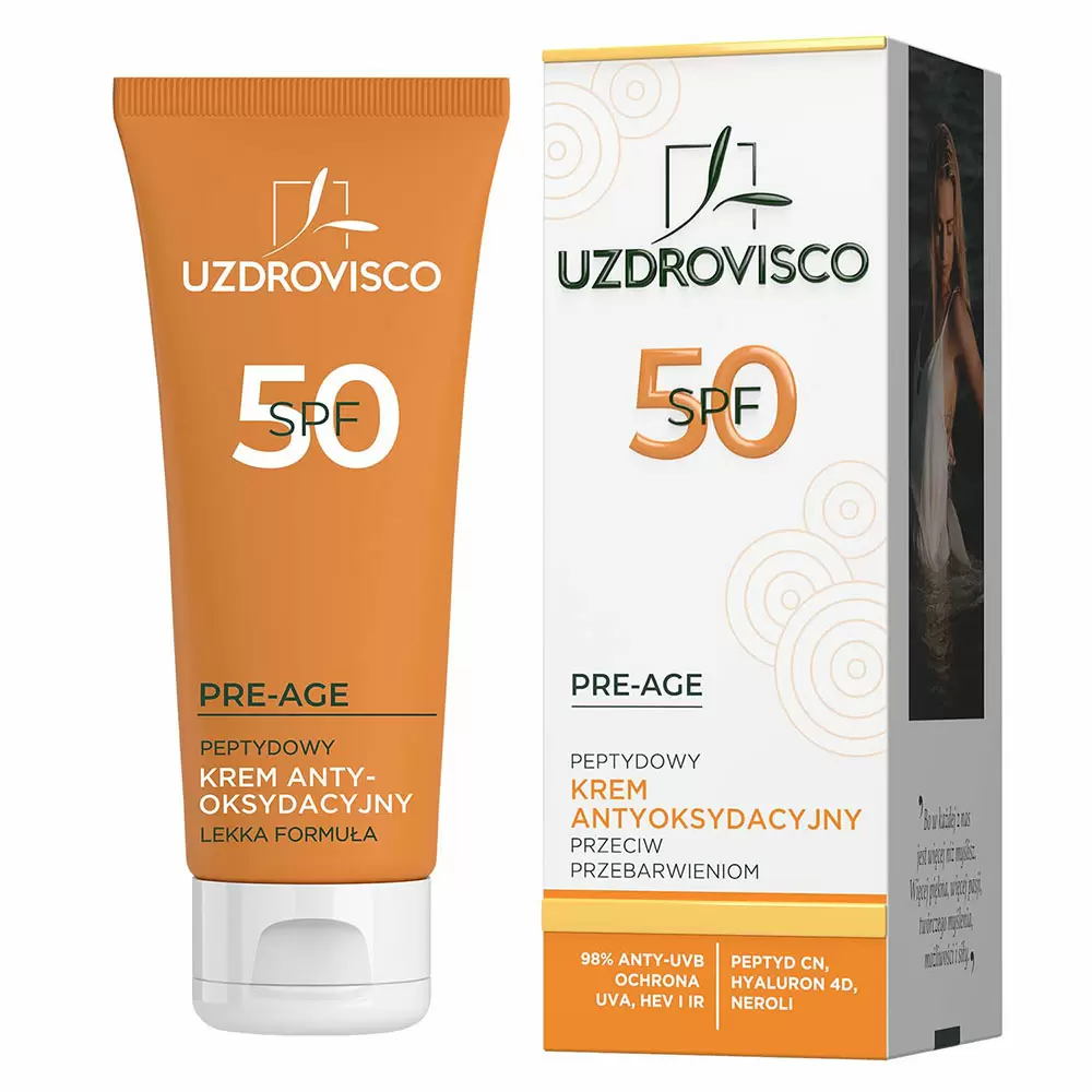 Peptydowy krem antyoksydacyjny przeciw przebarwieniom SPF 50 | Uzdrovisco