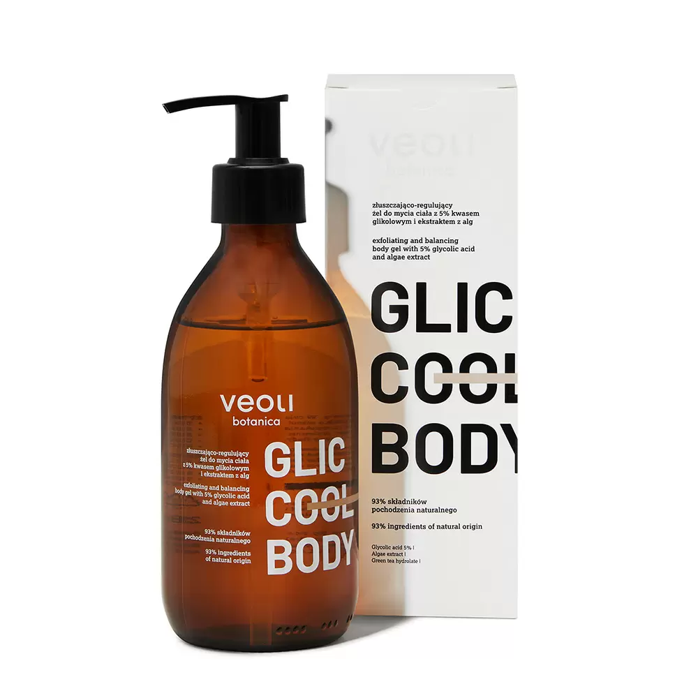 Żel złuszczająco - regulujący do mycia ciała z 5% kwasem glikolowym GLIC COOL BODY | Veoli Botanica