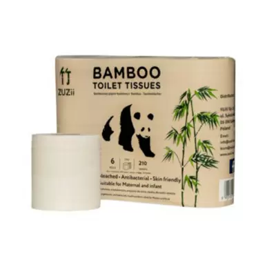 Papier toaletowy bambusowy, 6 rolek, 3-warstwowy | Zuzii
