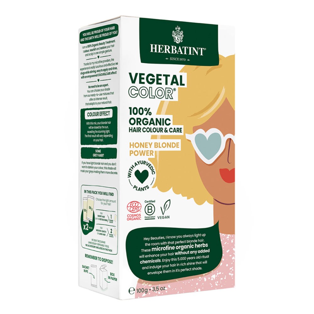 Farba do włosów Vegetal Color 100% ORGANIC Honey Blonde Power - Miodowy Blond | Herbatint