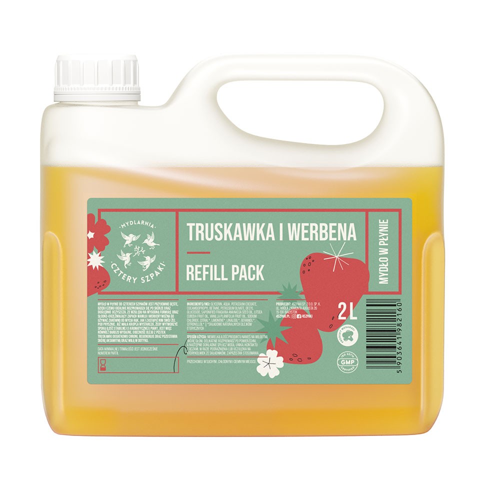 Mydło w płynie Truskawka i Werbena - refill | Cztery Szpaki